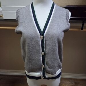 Gray Sleeveless Cardigan Sweater